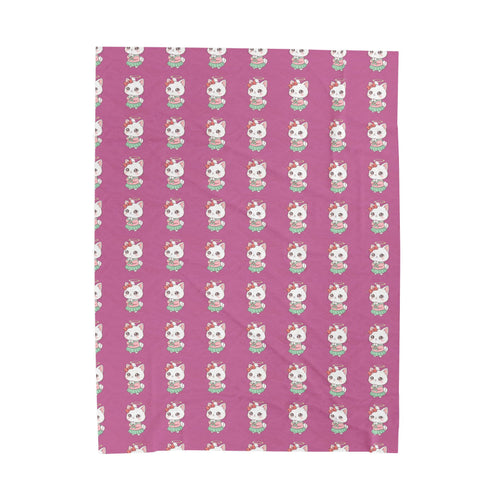 Cute Pink Cat Pattern Velveteen Plush Blanket — Cozy Kids Throw